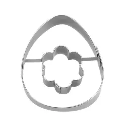 Cookie cutter flower in egg, stainless steel, 7 x 5.9 x 2 cm