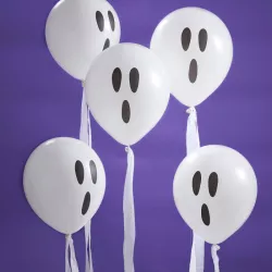 10 Geist Latex Luftballons mit Luftschlangen. Gespenster für Halloween