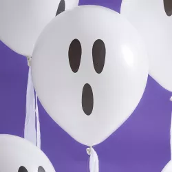 10 Geist Latex Luftballons mit Luftschlangen. Gespenster für Halloween