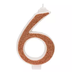 Bougie géante "dorée" brillante - Chiffre: 6