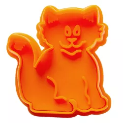 Cat cookie cutter with ejector and embossing, 5 cm