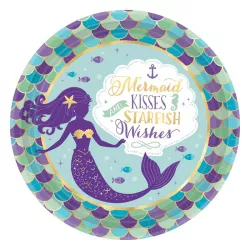 Piatti di carta Mermaid Wishes Ø 23 cm, 8 pezzi per sirenette