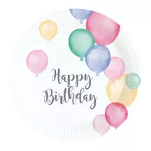 Piatti di carta Happy Birthday colorati Ø 18 cm, 8 pezzi per bambini