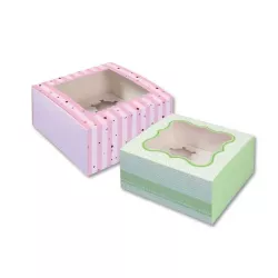 4er Cupcake-Schachteln Grün & Rosa, 2 Stück