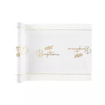 1 Weiss und gold Tischläufer "Baptême"