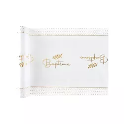 1 White and gold table runner "Baptême"