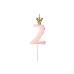 Pink candle with crown - Number: 2
