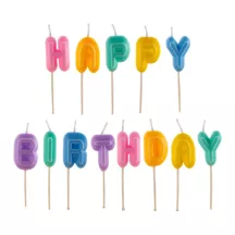 Multicolored "Happy Birthday" candles