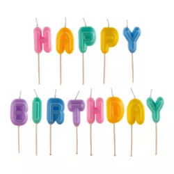Multicolored "Happy Birthday" candles