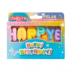Multicolored "Happy Birthday" candles