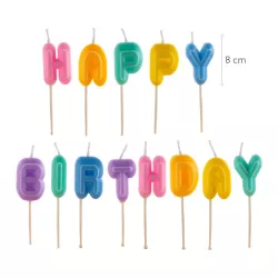Multicolored "Happy Birthday" candles