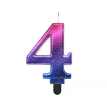 Blue and magenta metallic candle - Number: 4