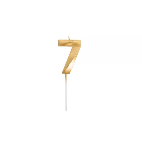 Grosse goldene Kerze - Zahl: 7