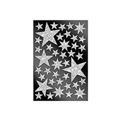 Glitzersterne Silber Aufkleber, 40 Stück