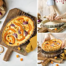 Oval tart baking dish with lifting base 29 x 20 cm