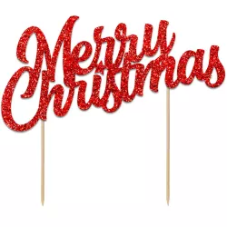 Cake topper Merry Christmas rosso per torte di Natale