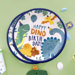 Dino paper plate Ø 23 cm, 8 pieces