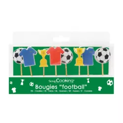 Football Candle Set, 8 pieces, approx. 8 cm