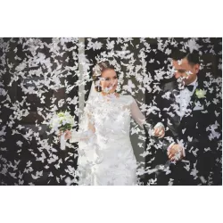 1 canon à confettis - papillons blancs