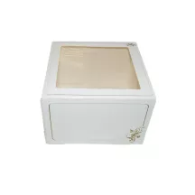 Cake box with window white/gold 19 x 19 x 5 cm