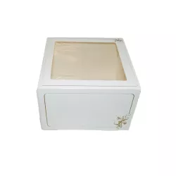 Cake box with window white/gold 19 x 19 x 5 cm