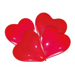 4 heart balloons red, 30 cm