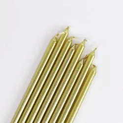 Candele extra lunghe, dorate, 16 pezzi