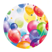 Assiettes en carton Ballons Ø 23 cm, 8 pièces pour les fêtes d'anniversaire