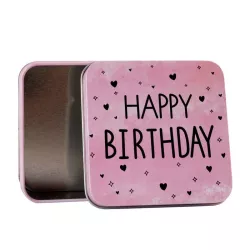 Happy Birthday gift tin, 87 x 87 x 40 mm