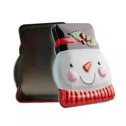Boîte à biscuits visage de bonhomme de neige - 137 x 99 x 51 mm