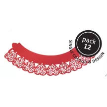 Cupcake wrapper Motivo a Cuori Rosso, 12 pezzi