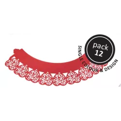 Cupcake wrapper Motivo a Cuori Rosso, 12 pezzi