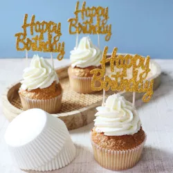 Cupcakes-Förmchen mit Birthday-Topper, 24 Stück