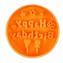 Tagliabiscotti con espulsore «Happy Birthday» Ø 7 cm