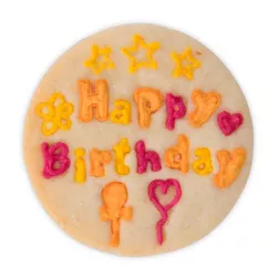 Tagliabiscotti con espulsore «Happy Birthday» Ø 7 cm