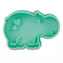 Hippo cookie cutter with ejector and embossing