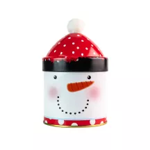 Cookie tin snowman with hat Ø 90 x 125 mm