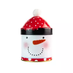 Cookie tin snowman with hat Ø 90 x 125 mm