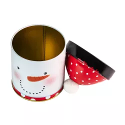 Cookie tin snowman with hat Ø 90 x 125 mm