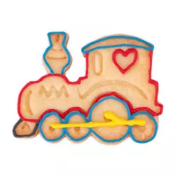 Locomotive cookie cutter with ejector and embossing