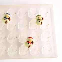 Snowman chocolate mold, 28 chocolates