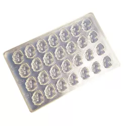 Snowman chocolate mold, 28 chocolates