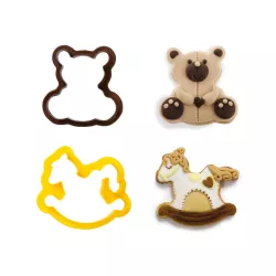 Teddy and rocking horse cookie cutter, 2 pieces