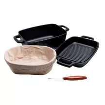 Set Pentola in ghisa rettangolare per pane, 28 x 20 cm