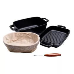Gusseisen Brotbacktopf-Set eckig, 28 x 20 cm