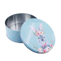 Cookie tin round rabbit light blue 185 x 75 mm