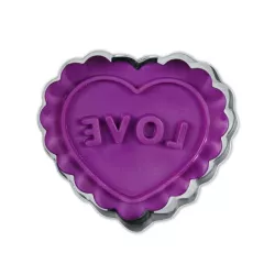 Heart cookie cutter with ejector, with LOVE embossing