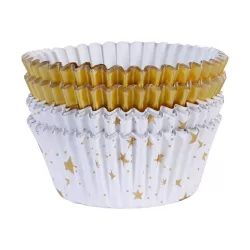 Pirottino per cupcake Stelle dorate, 60 pezzi