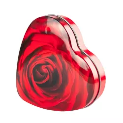 Cookie tin heart with rose, 123 x 120 x 30 mm