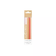 12 Long candles - pink, gold and white